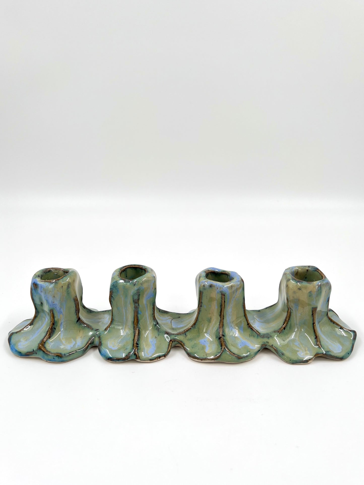 Blombruden adventsljusstake turkos