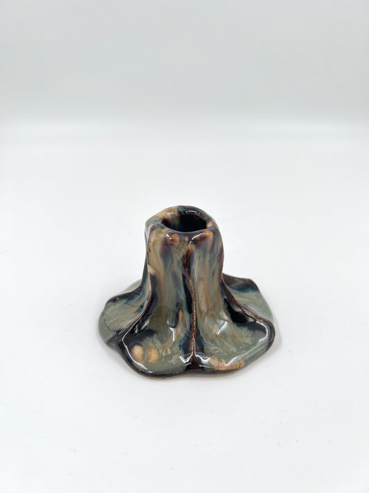 Blombruden ljusstake mörkgrön