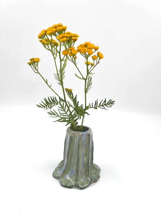 Blombruden liten vas turkos