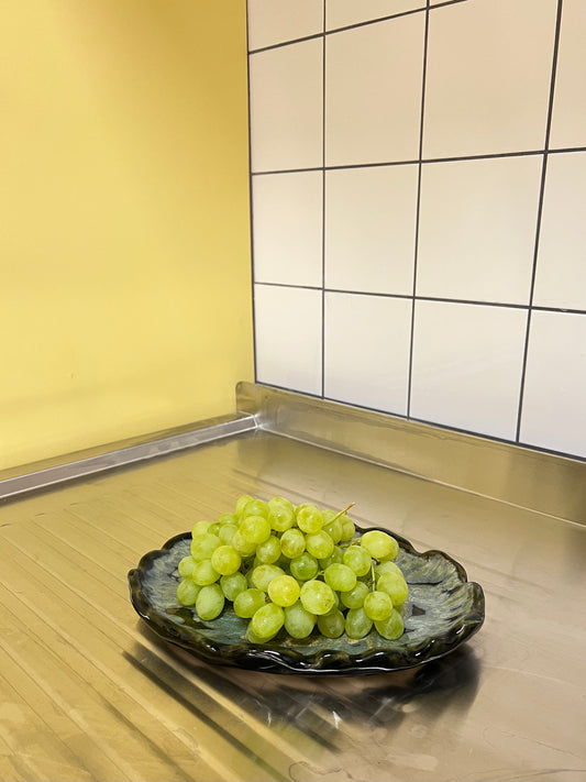 Blombruden stort fat grön