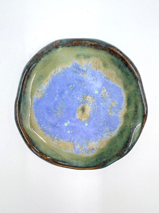 Blombruden litet fat turkos ljusblå