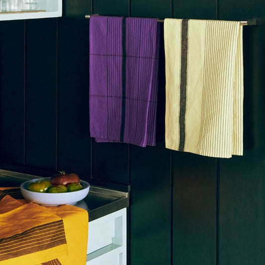 HAY Linear kökshandduk ljusgul