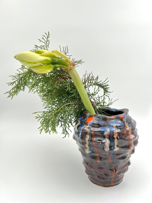 Blombruden vas brun orange