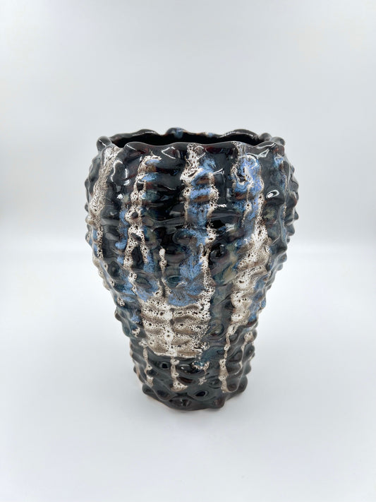 Blombruden stor vas brun ljusblå