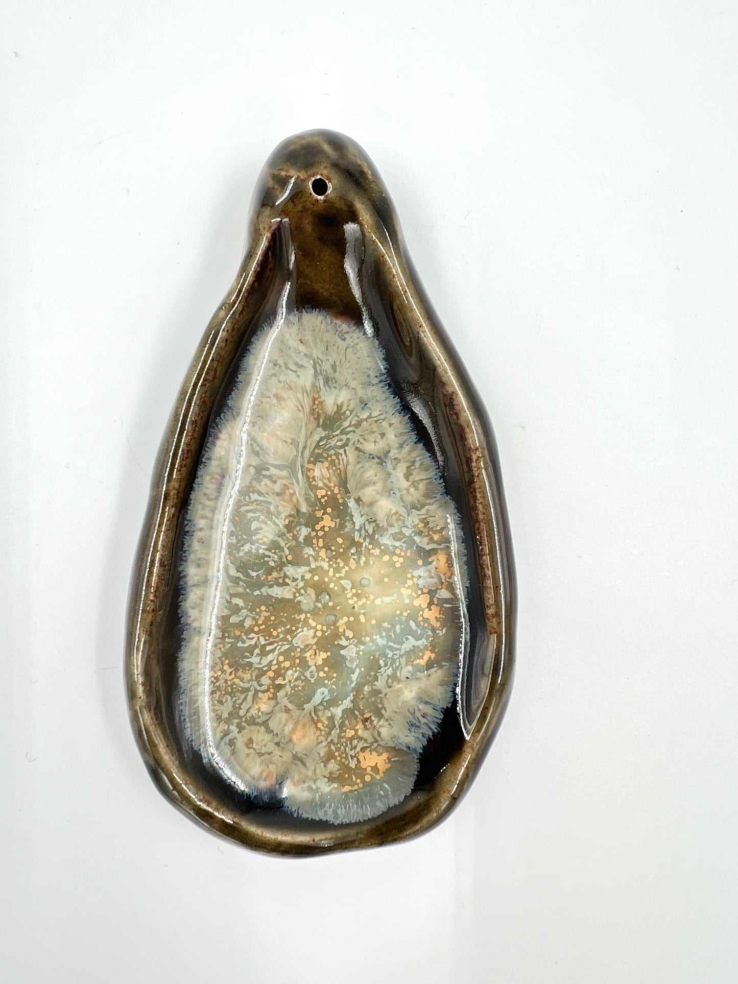 Blombruden rökelsehållare mörkgrön guld