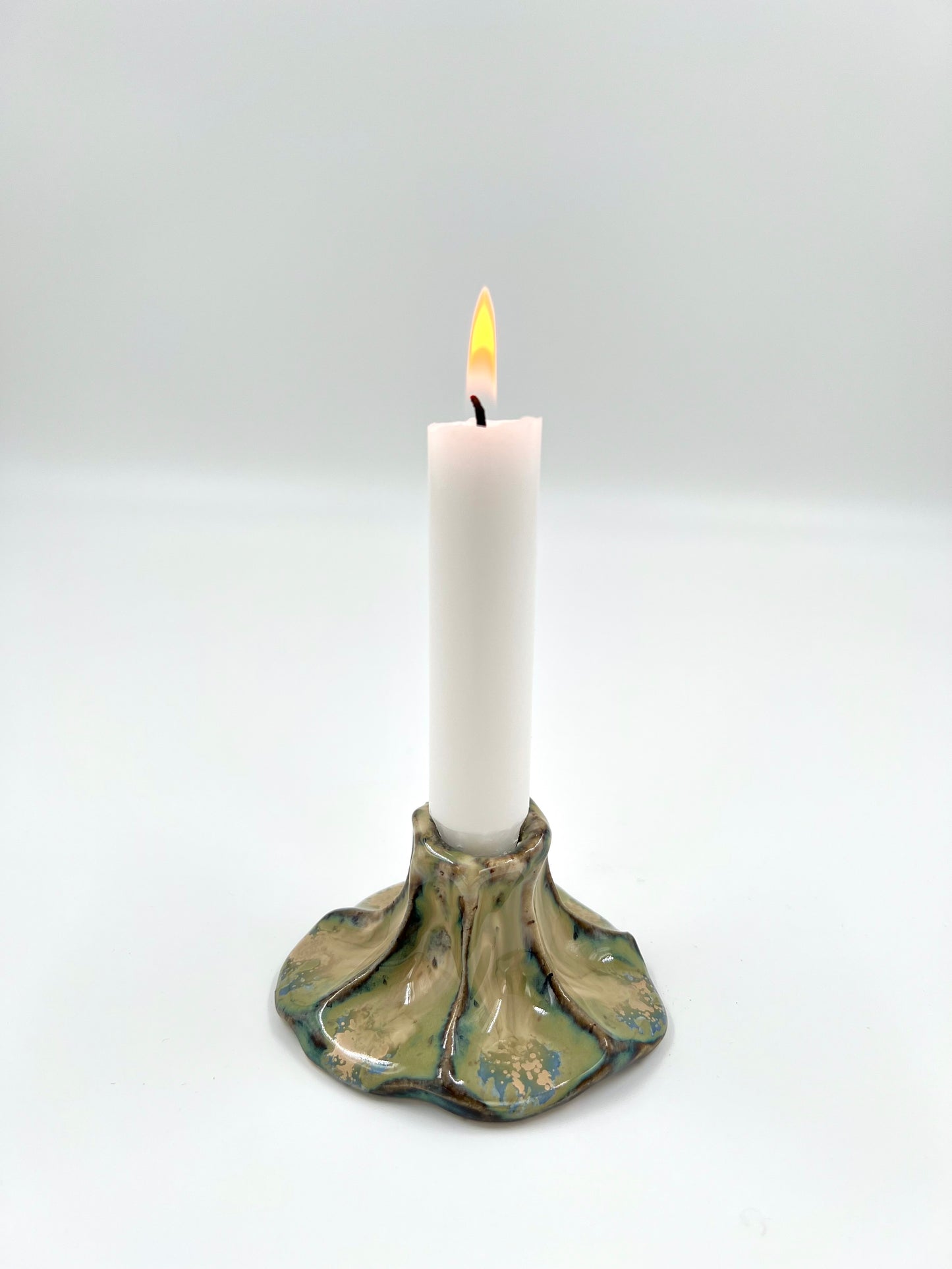 Blombruden ljusstake turkos beige