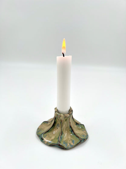 Blombruden ljusstake turkos beige