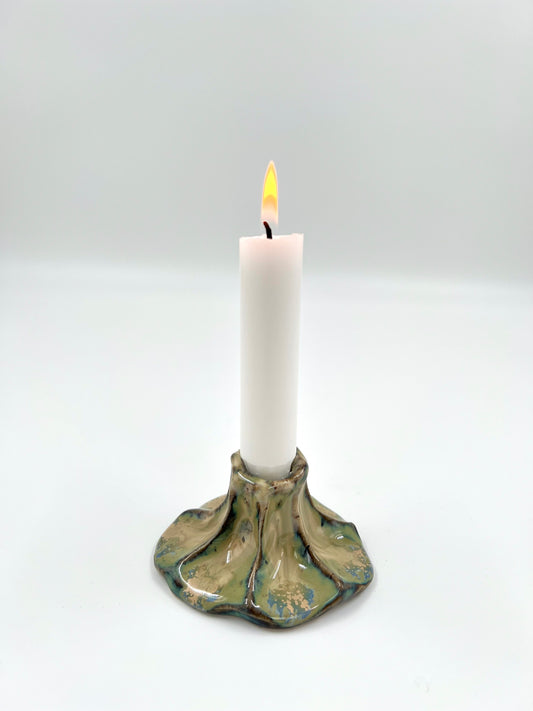 Blombruden ljusstake turkos beige