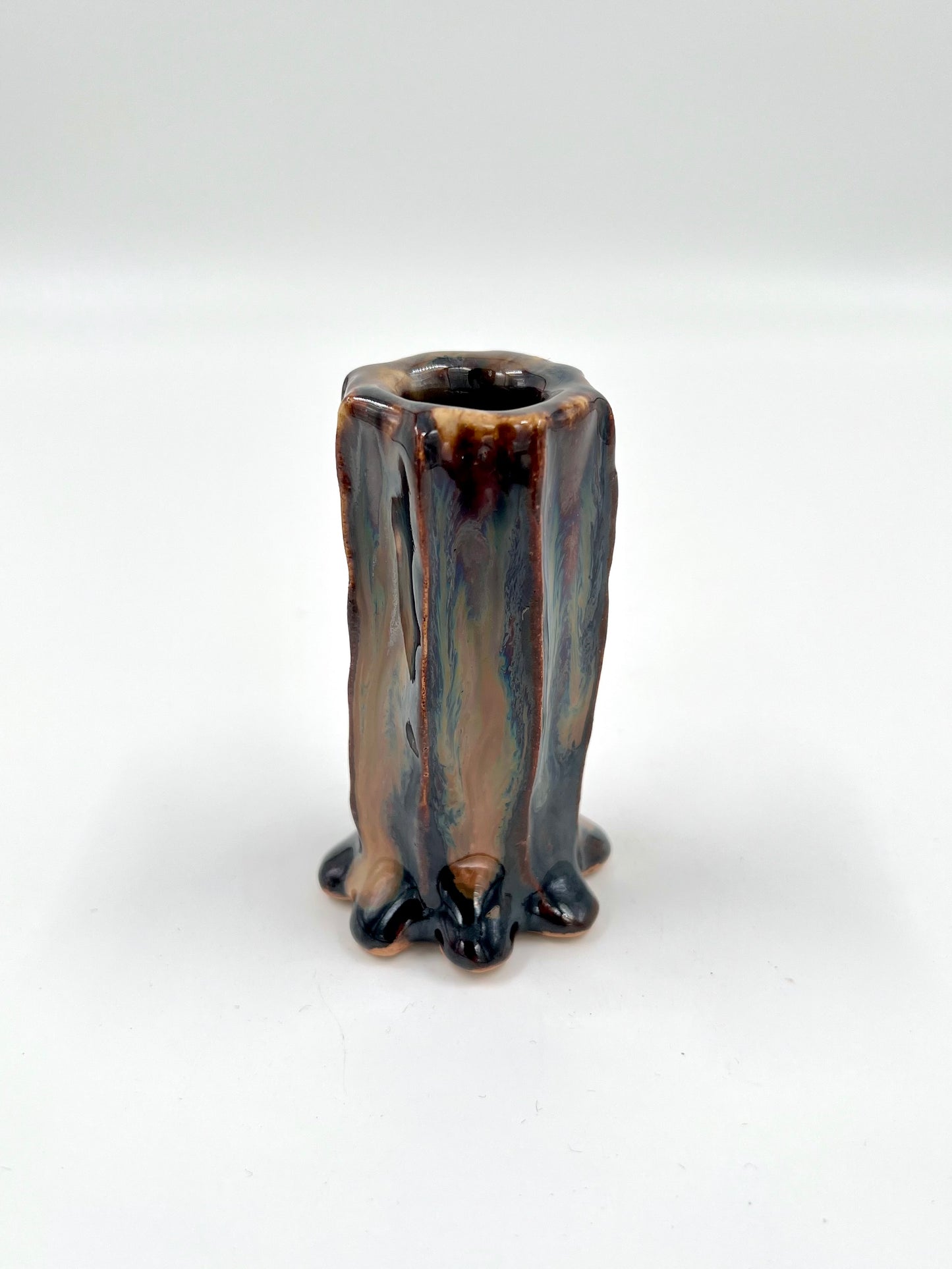 Blombruden minivas brun guld