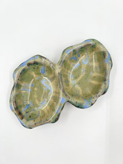 Blombruden dubbel ostronskål turkos