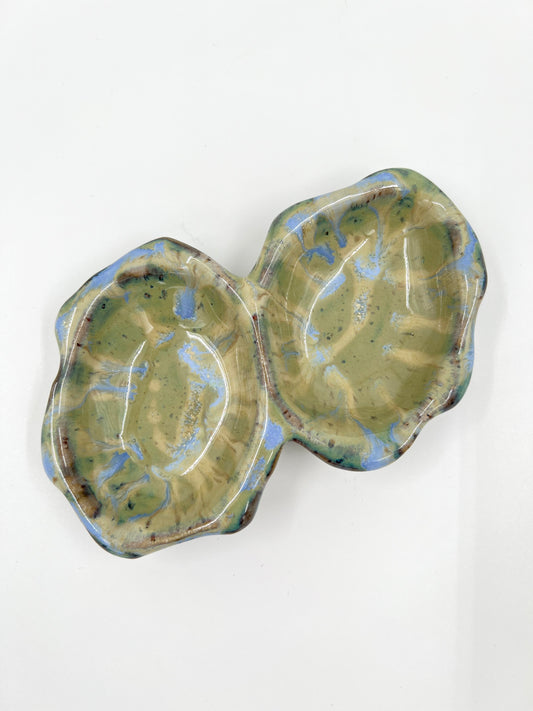 Blombruden dubbel ostronskål turkos