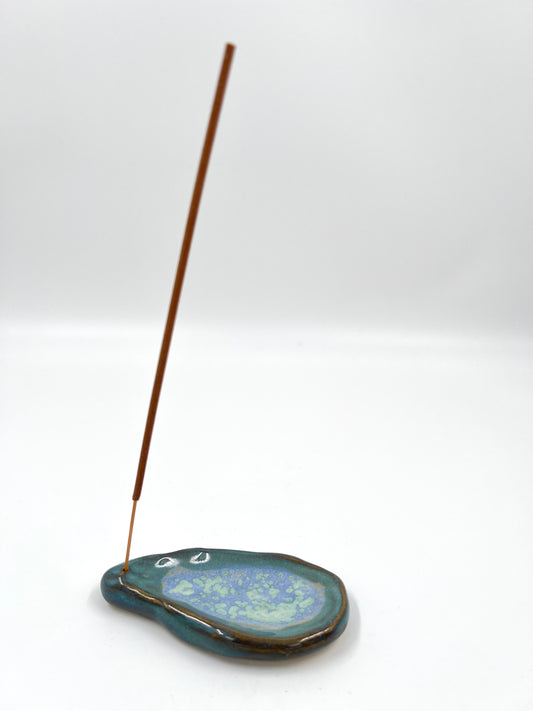 Blombruden rökelsehållare turkos ljusblå