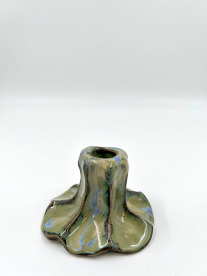 Blombruden ljusstake turkos ljusblå