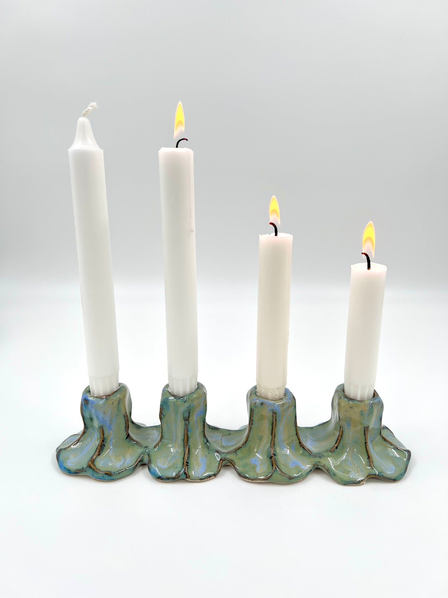 Blombruden adventsljusstake turkos