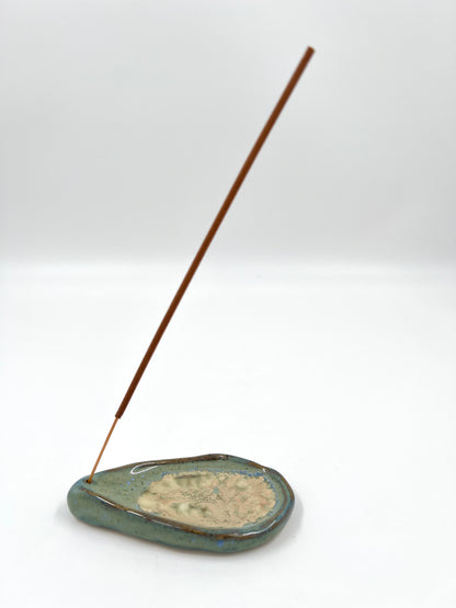 Blombruden rökelsehållare turkos beige