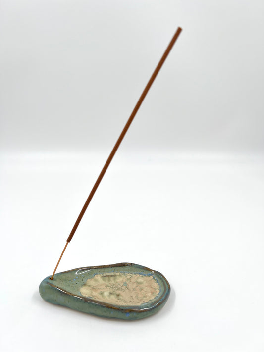 Blombruden rökelsehållare turkos beige