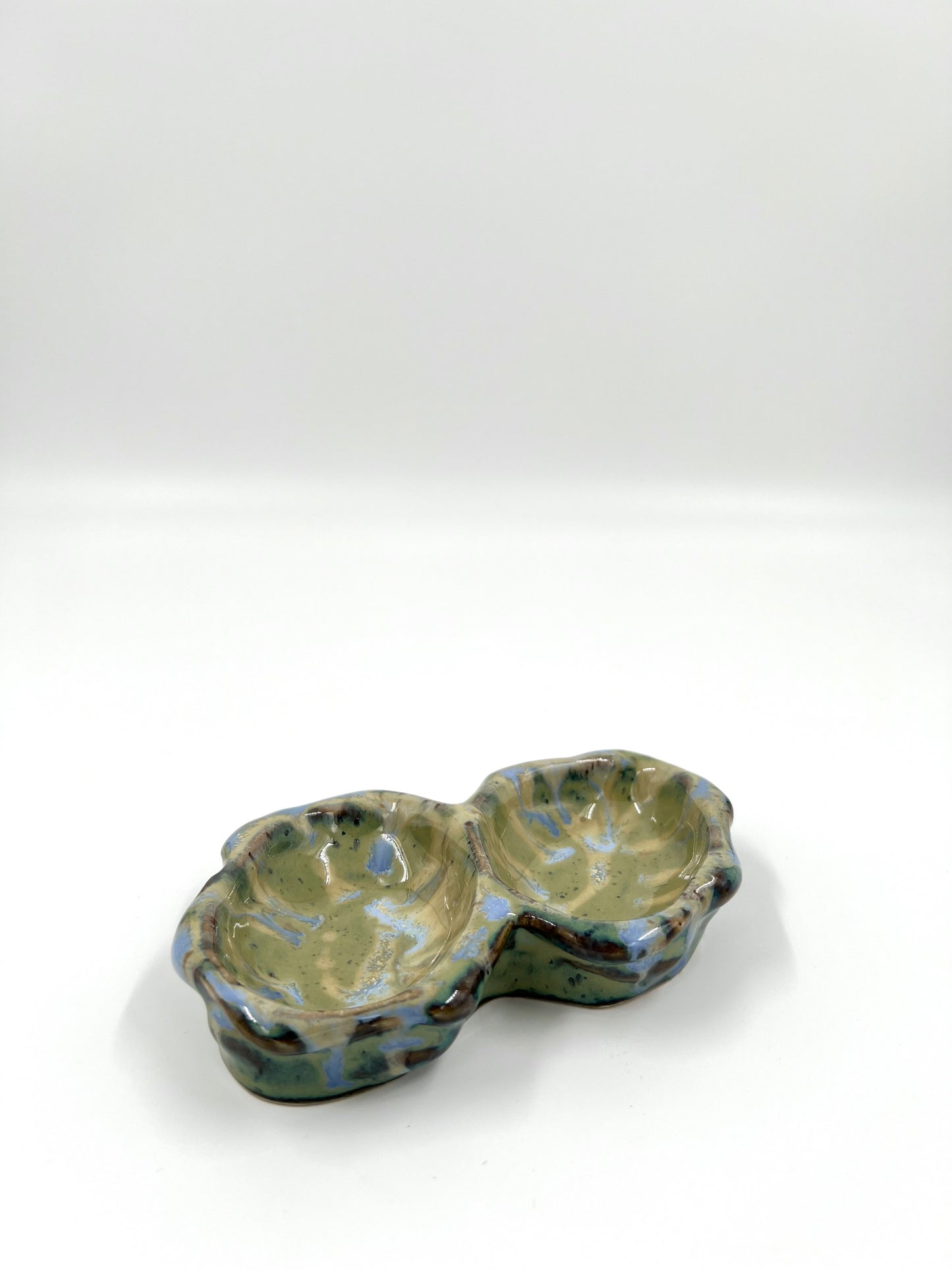 Blombruden dubbel ostronskål turkos