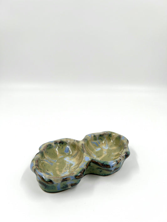 Blombruden dubbel ostronskål turkos