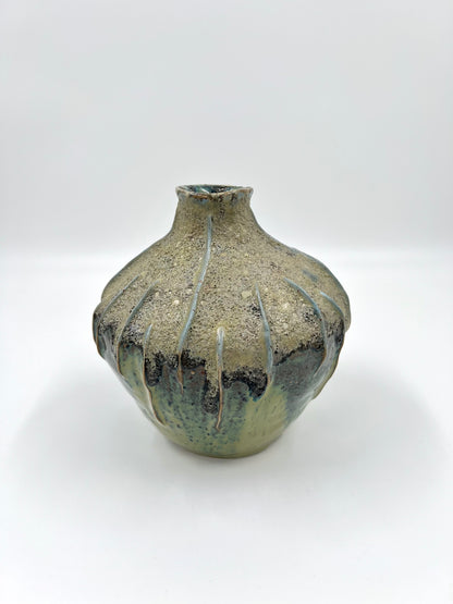 Blombruden vas rund turkos