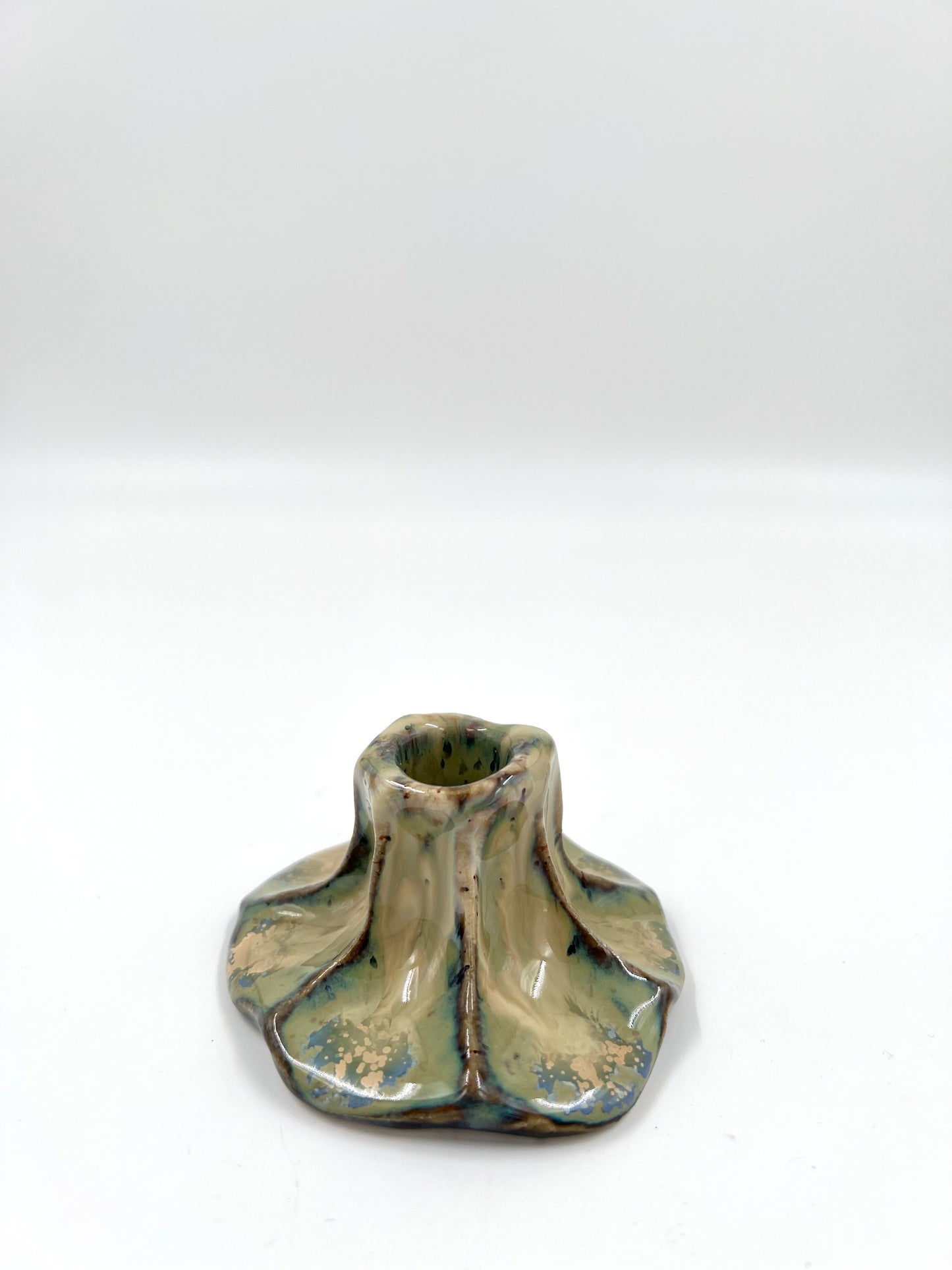 Blombruden ljusstake turkos beige