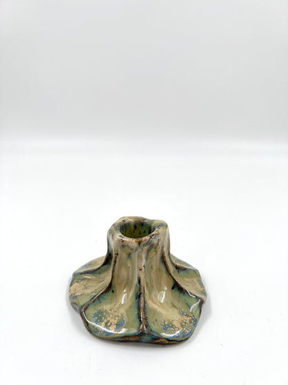 Blombruden ljusstake turkos beige