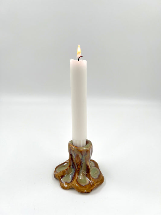 Blombruden ljusstake beige ljusgrön