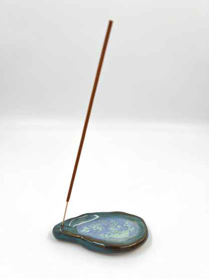 Blombruden rökelsehållare turkos ljusblå