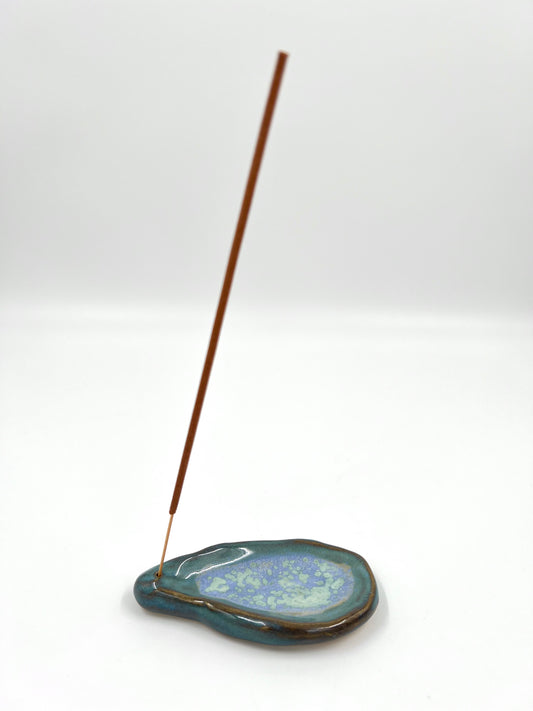 Blombruden rökelsehållare turkos ljusblå