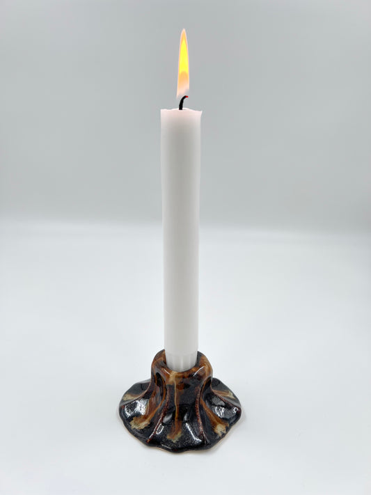 Blombruden ljusstake mörkbrun glitter