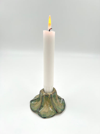 Blombruden ljusstake turkos beige