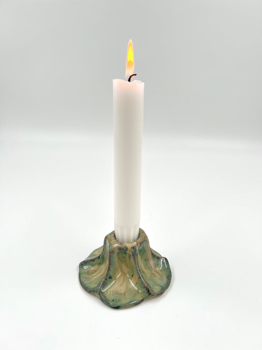 Blombruden ljusstake turkos beige