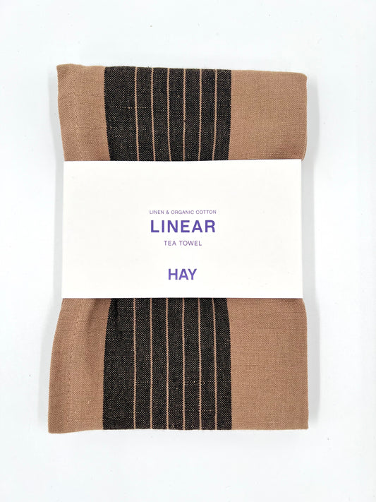 HAY Linear kökshandduk brun
